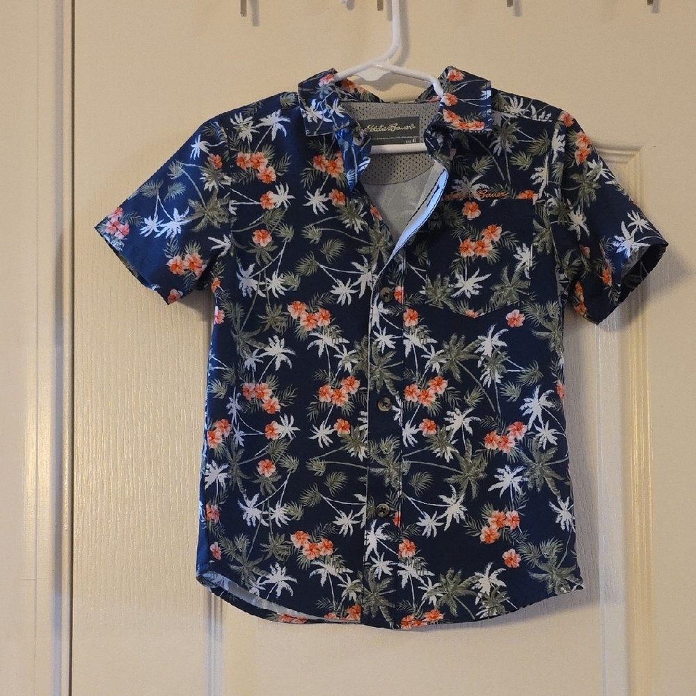 Eddie Bauer Toddler DryFit Floral Navy Shirt